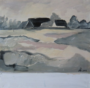 werkjes op paneel (15 bij 15 cm), anderhalve centimeter dik, met aqryl