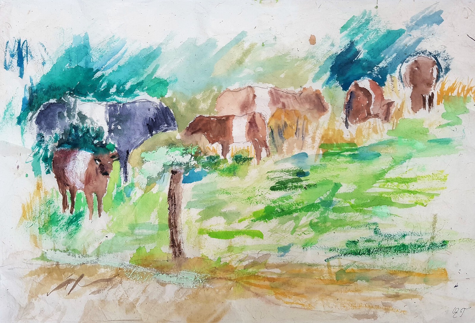 Cows in a field with trees