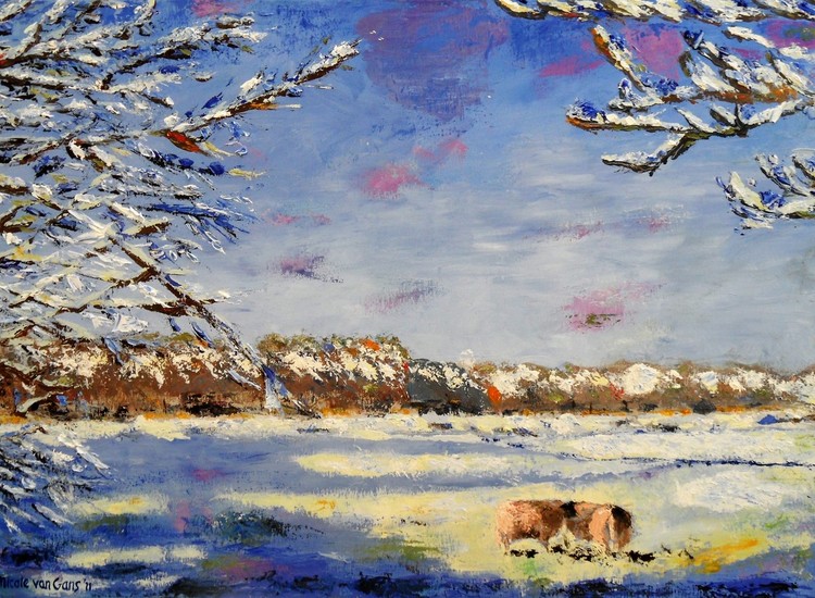 Schapen in de sneeuw in Kortenhoef