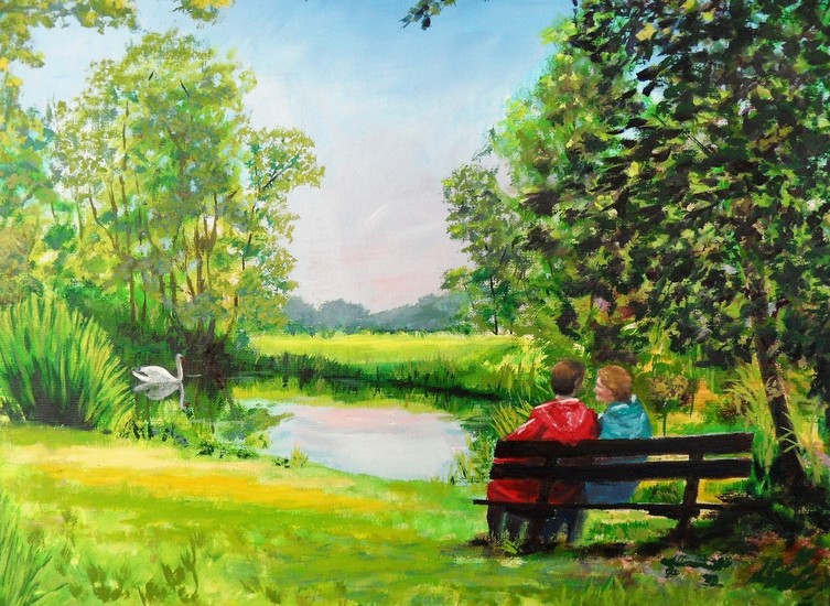 Bankje langs het Oppad tussen 's Graveland en Kortenhoef