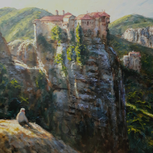 buiten of studio werk van griekse landschappen 