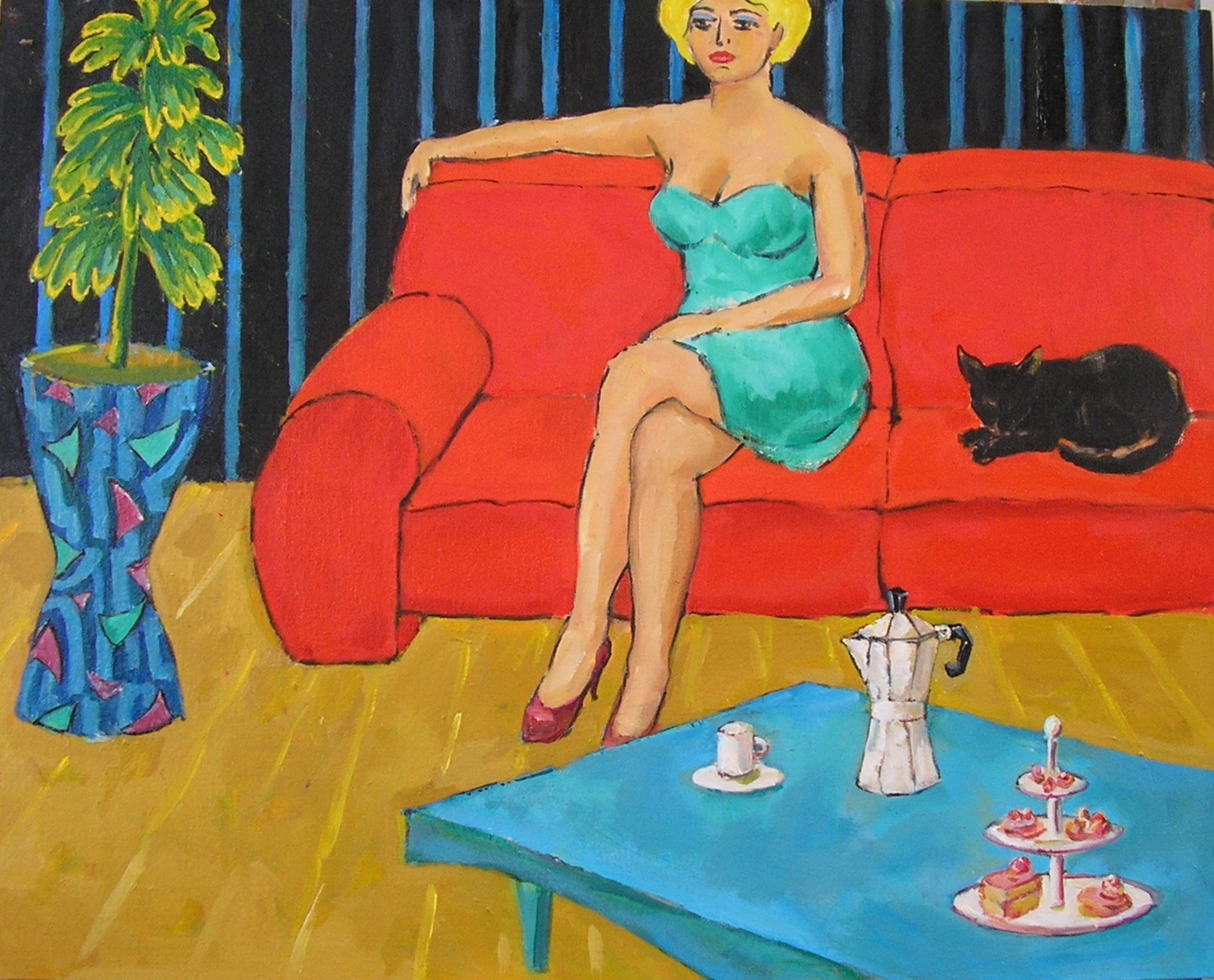 Vrouw gezeten op bank