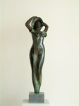 My inspiration is mainly female, stylized design in black clay, enlivened with shiny glazes