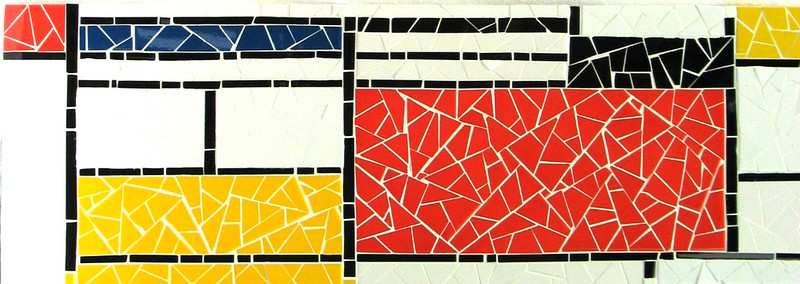 Compositie met rood geel en blauw