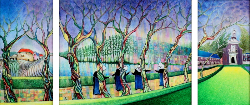 Beguines dancing tryptich