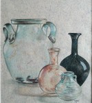 Stillevens getekend met kleurpotlood op papier of geaquarelleerd.