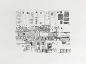 drawings made in sketchbooks and as mail-art