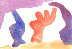 mail-art and multiples produced on paper made with acrylic, watercolour or gouache paint 