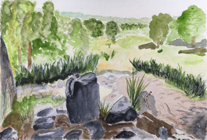 Soms wordt een Urban Sketch zomaar een aquarel en dat smaakt naar meer oefenen met aquarel.