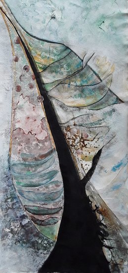 Leaf shape with black heart