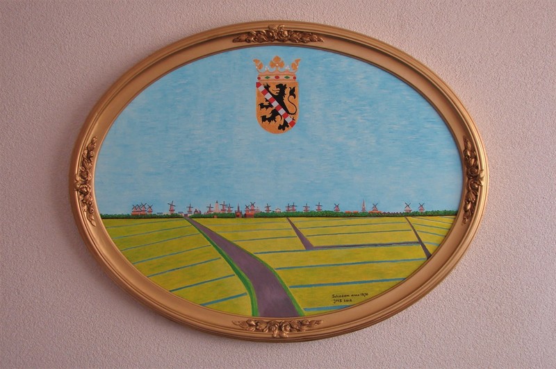 Uitzicht vanaf de Vlaardingerdijk op de molens van Schiedam