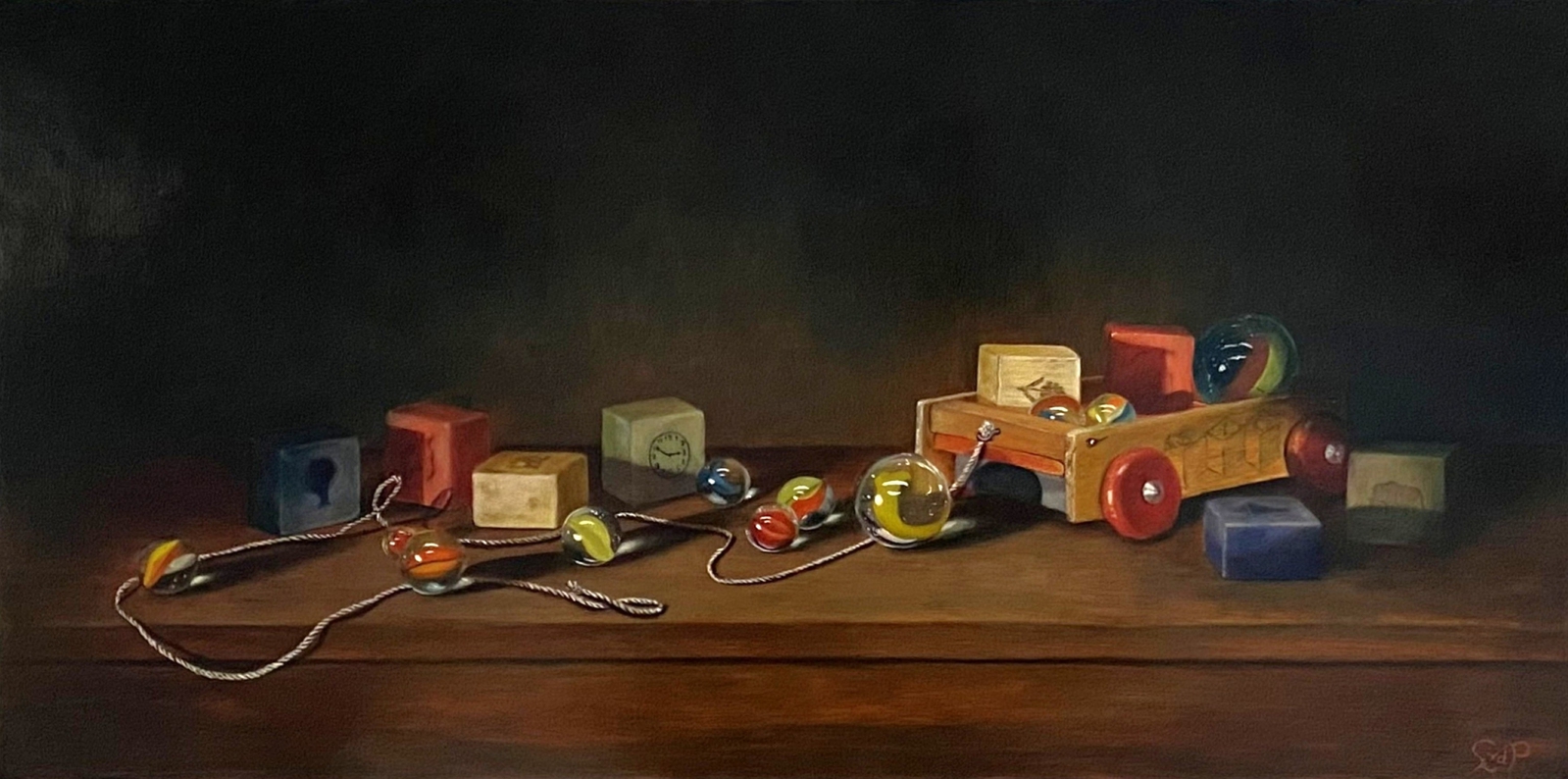 Blokkenkar met knikkers 1