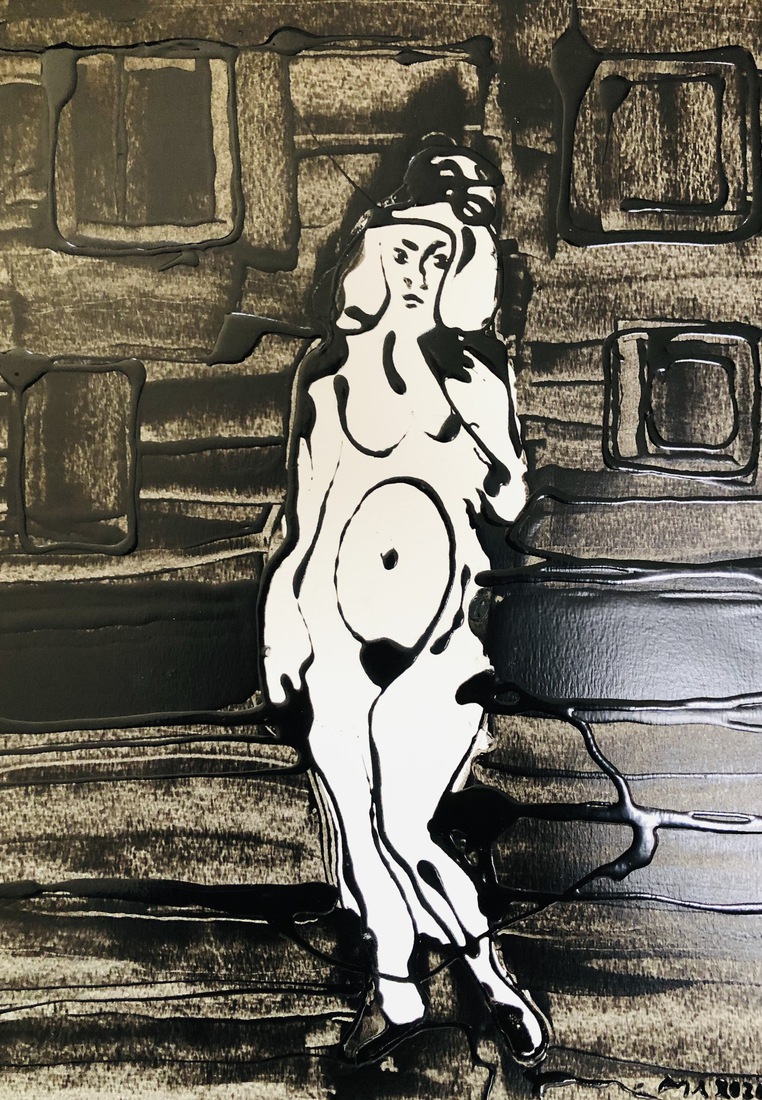Naked lady with black background
