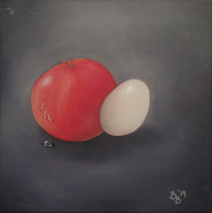 Realistische olieverfschilderijen van alledaagse dingen op canvas van 20 x 20 cm