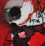 Experimenten met collage en verschillende materialen in combinatie met acrylverf met als thema 'organische vormen'