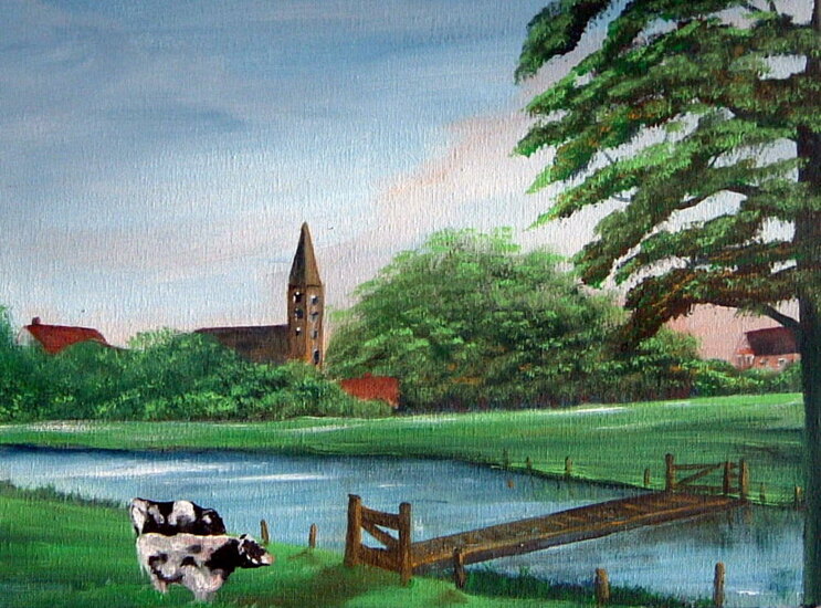 Koeien bij bruggetje