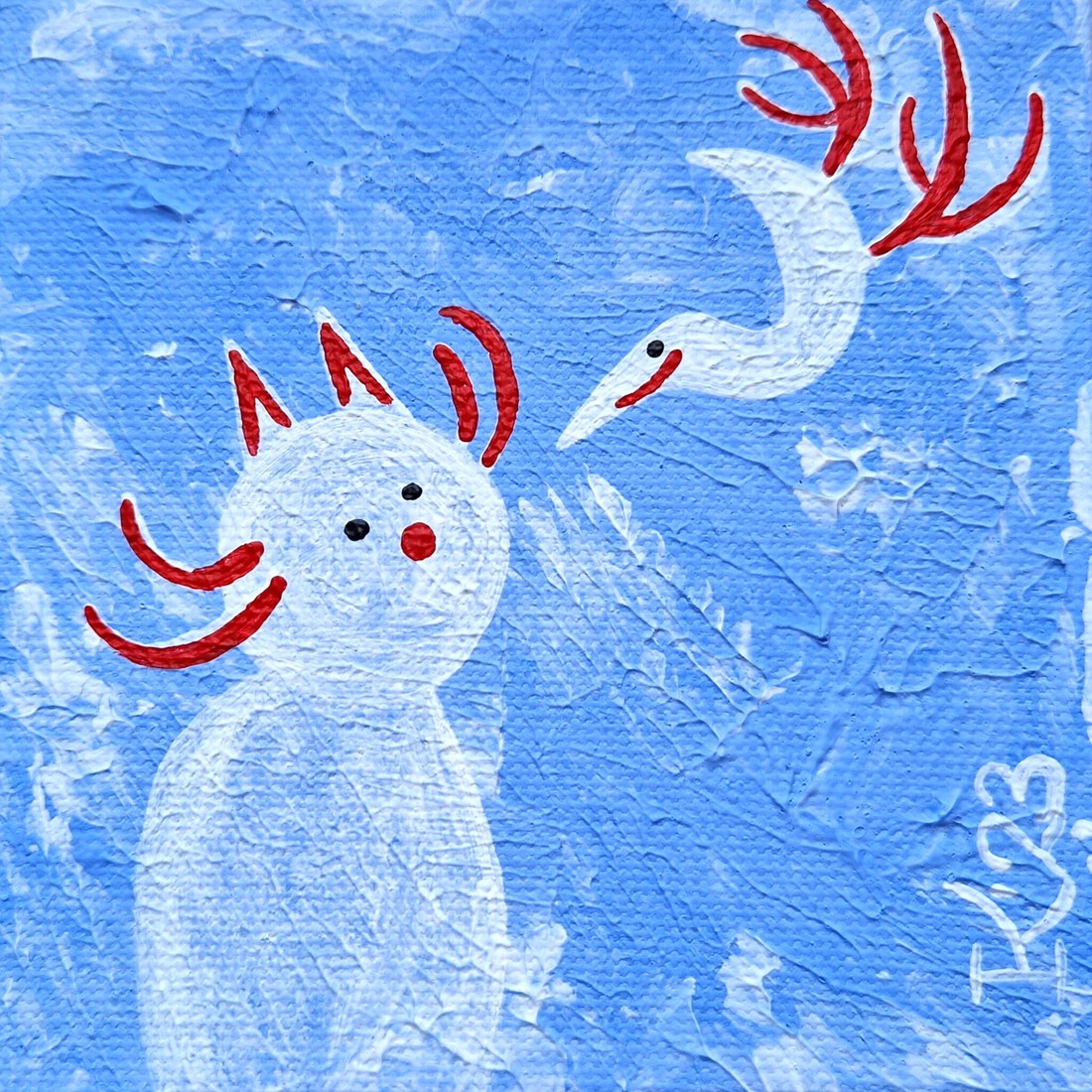 Poes ziet vogel lichtblauw