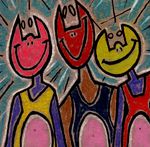 de vreugde van het alledaagse,situaties, emoties, de monotypes van Frank.