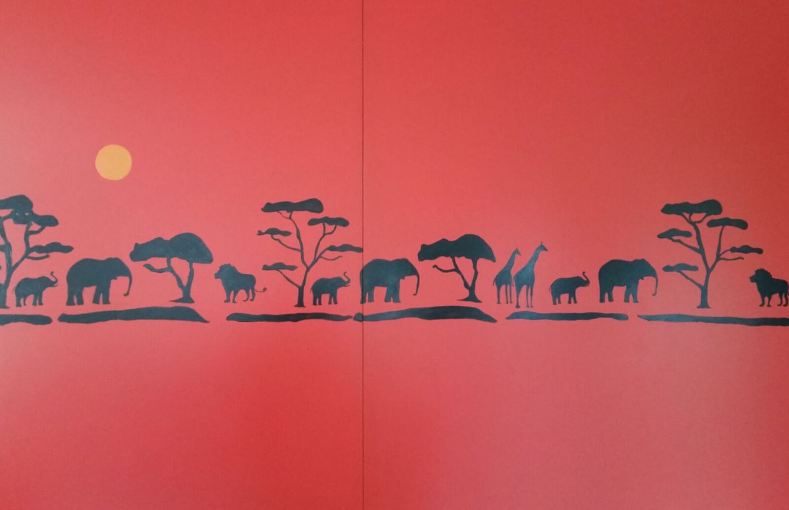 savanne op rood paneel