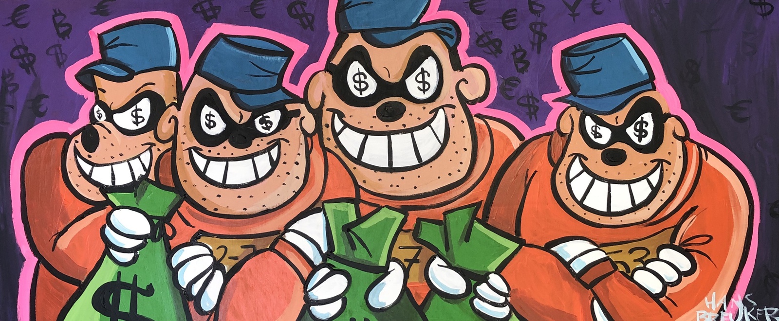 Heavy boys taking cash