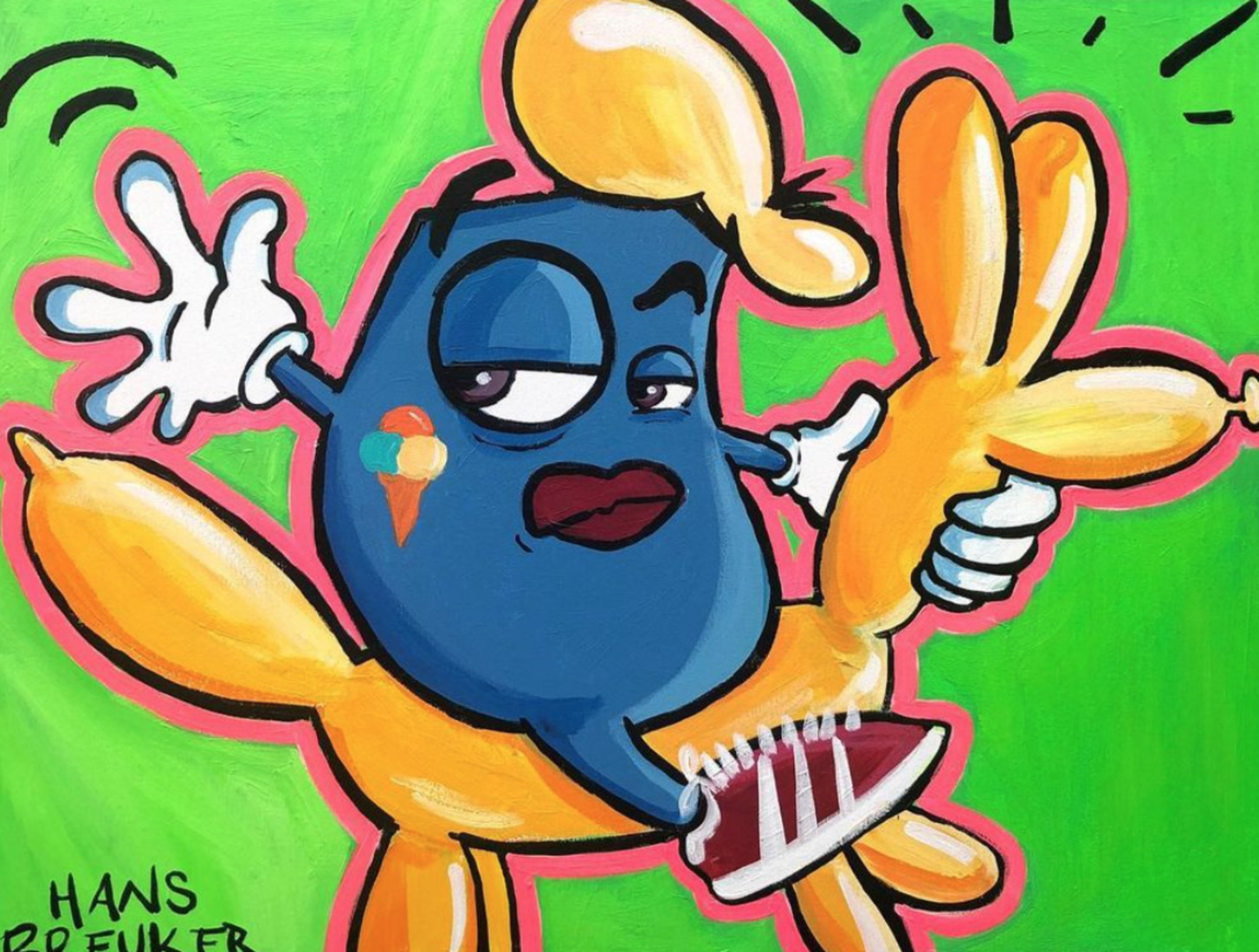 Andy the dandy riding Koons’ balloon-dog