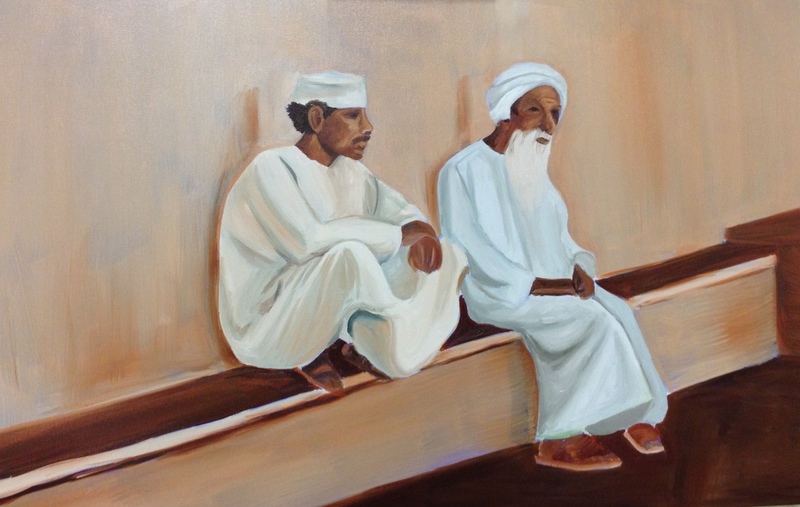 Omani mannen op bankje