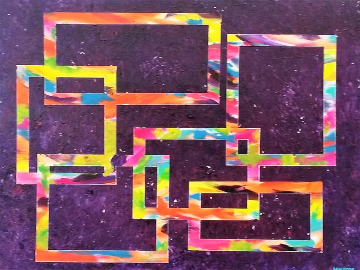 zes rechthoeken samen met elkaar verbonden.