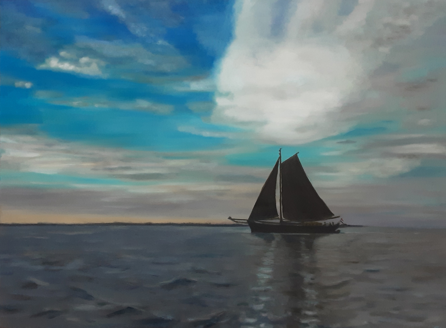 Boat sailing om the Waddenzee