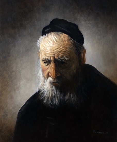 Oude man. Naar Rembrandt van Rijn
