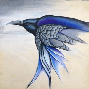 Ik teken met potlood, zwarte en witte fineliners en inkt en pen.
Op veel verschillende materialen, zoals MDF, hout of paneel.