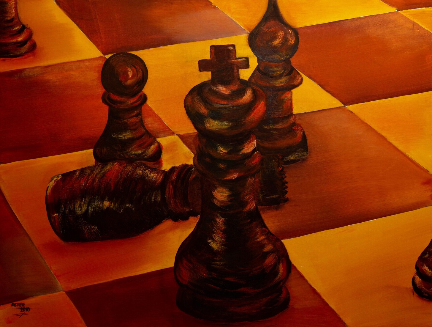 Schaakstukken op schaakbord