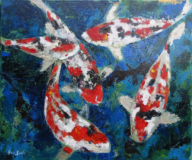 Koi's rood zwart en wit