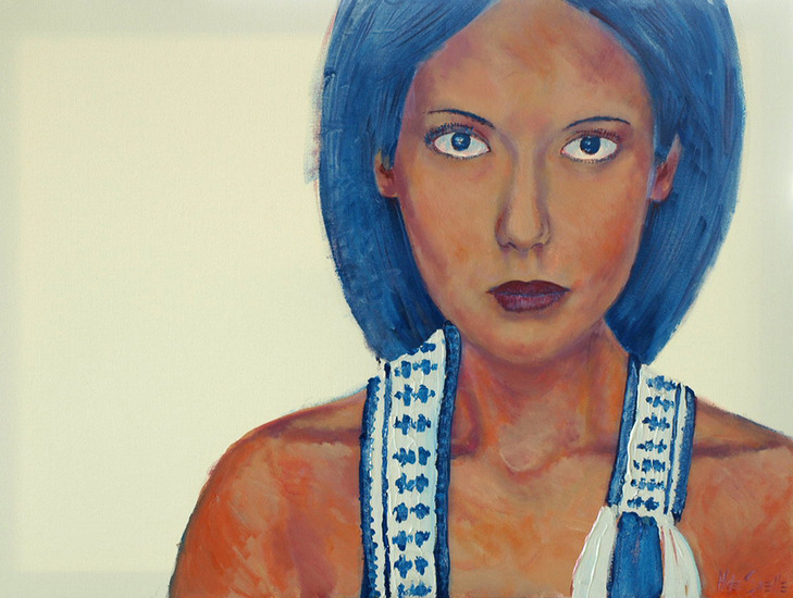 vrouw met volendammer sjaal