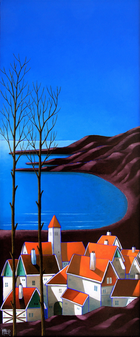 Uitzien over de vroege ochtendbaai