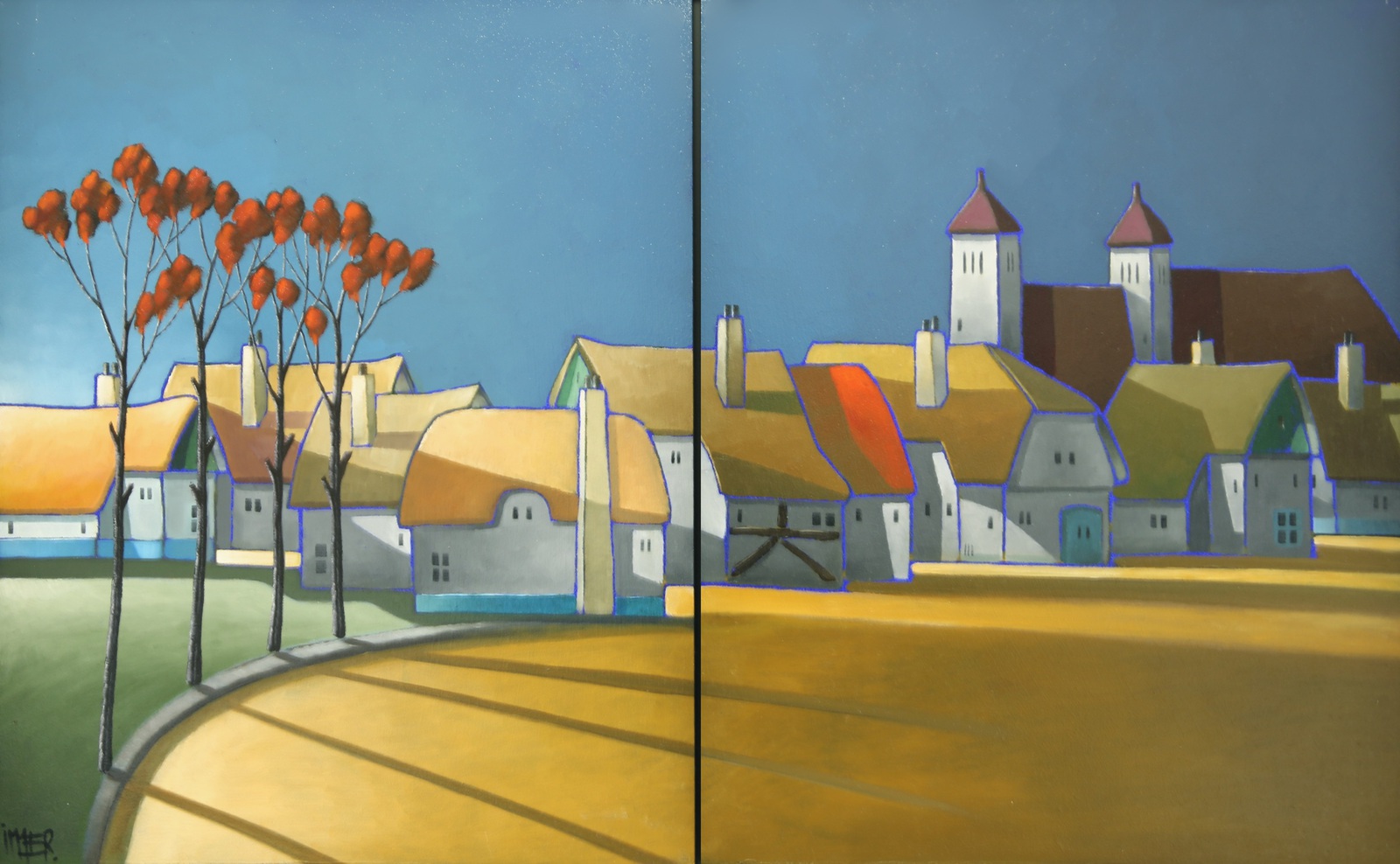 Spel van licht en donker op het plein