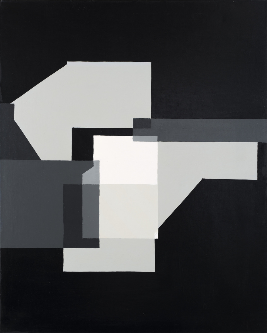 'Vaucluse - in wit op zwart' - abstracte kunst, schilderij op doek