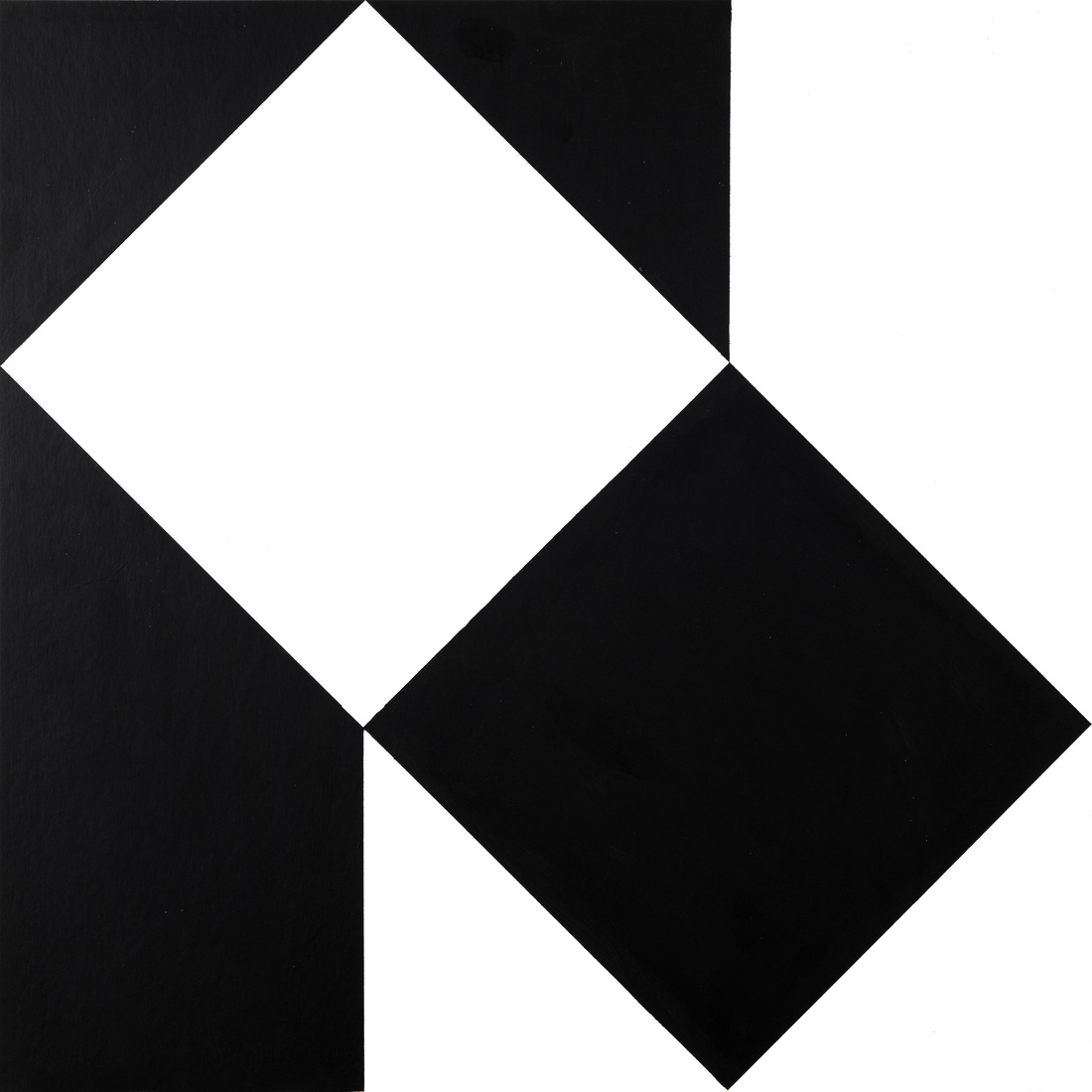 'Tweedeling kwadraat in zwart-wit 2.' - geometrisch-abstract schilderij