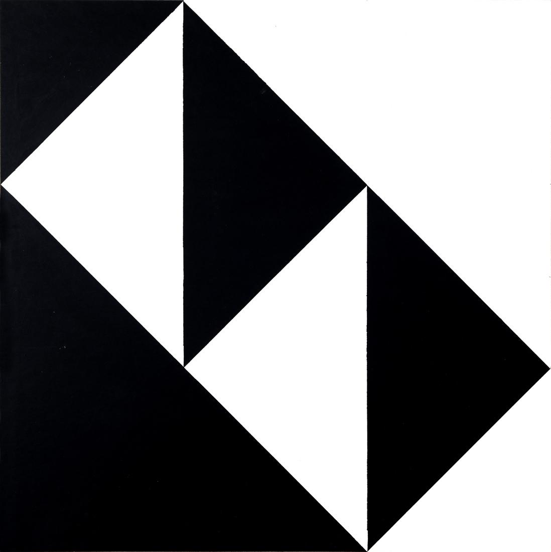 'Tweedeling kwadraat in zwart-wit 1.' - geometrisch-abstract schilderij