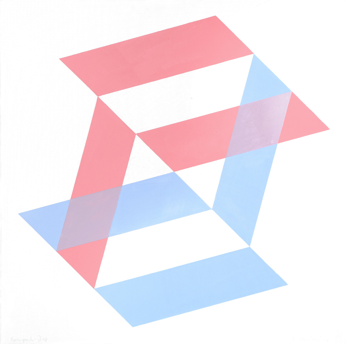 'Kubus in rood-blauw' - geometrisch-abstracte schilderkunst