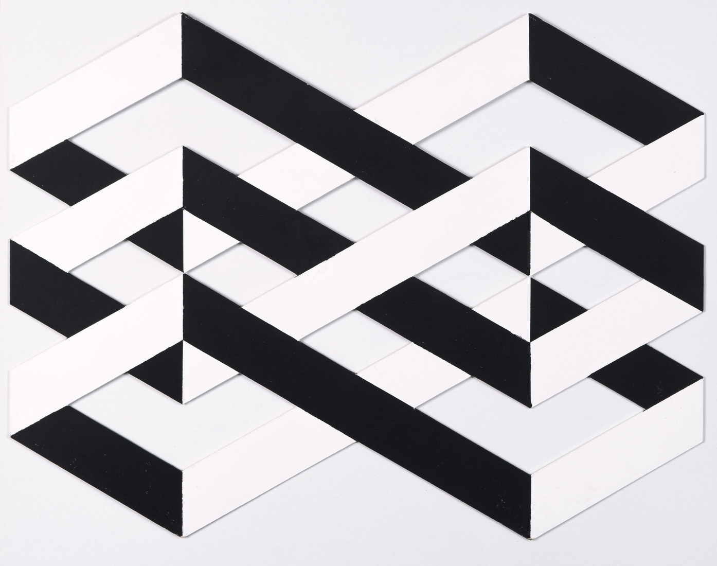 'Hekwerk 2.' - geometrisch-abstracte kunst, schilderij in zwart-wit op board