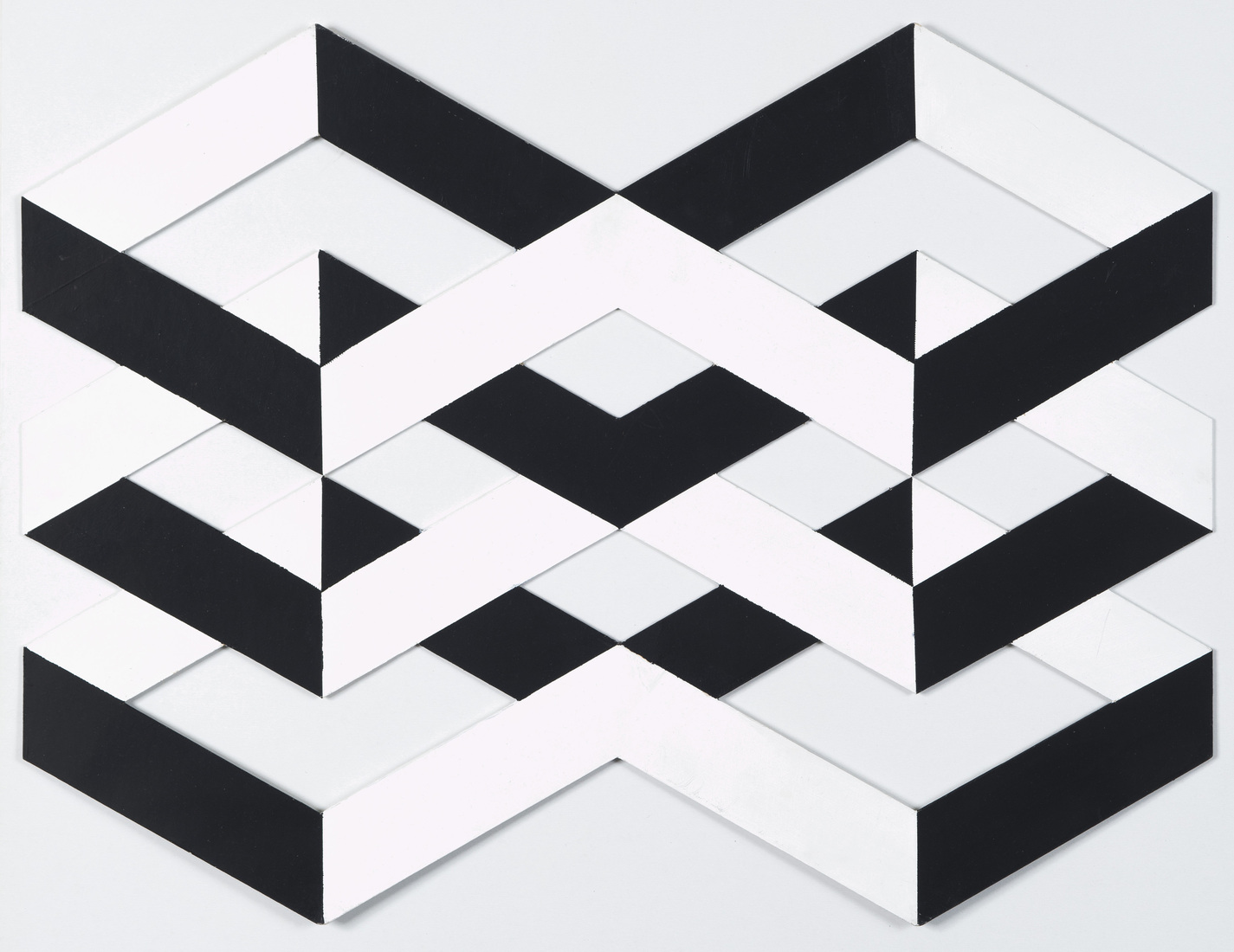 'Hekwerk 3.' - geometrisch-abstracte kunst, schilderij in zwart-wit op board