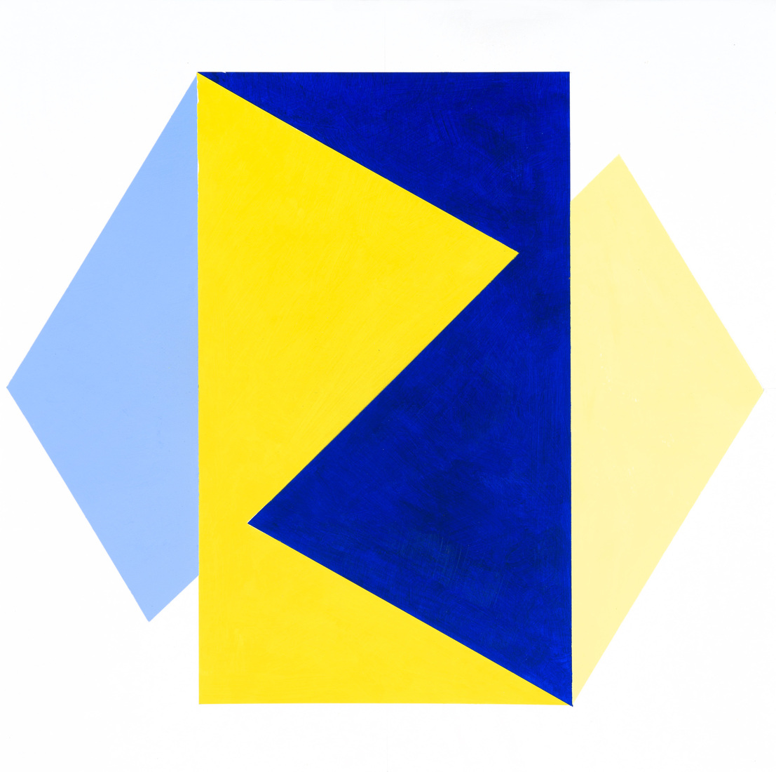 'Dialectiek 1.' - geometrisch-abstracte kunst; schilderij in de kleuren geel en blauw
