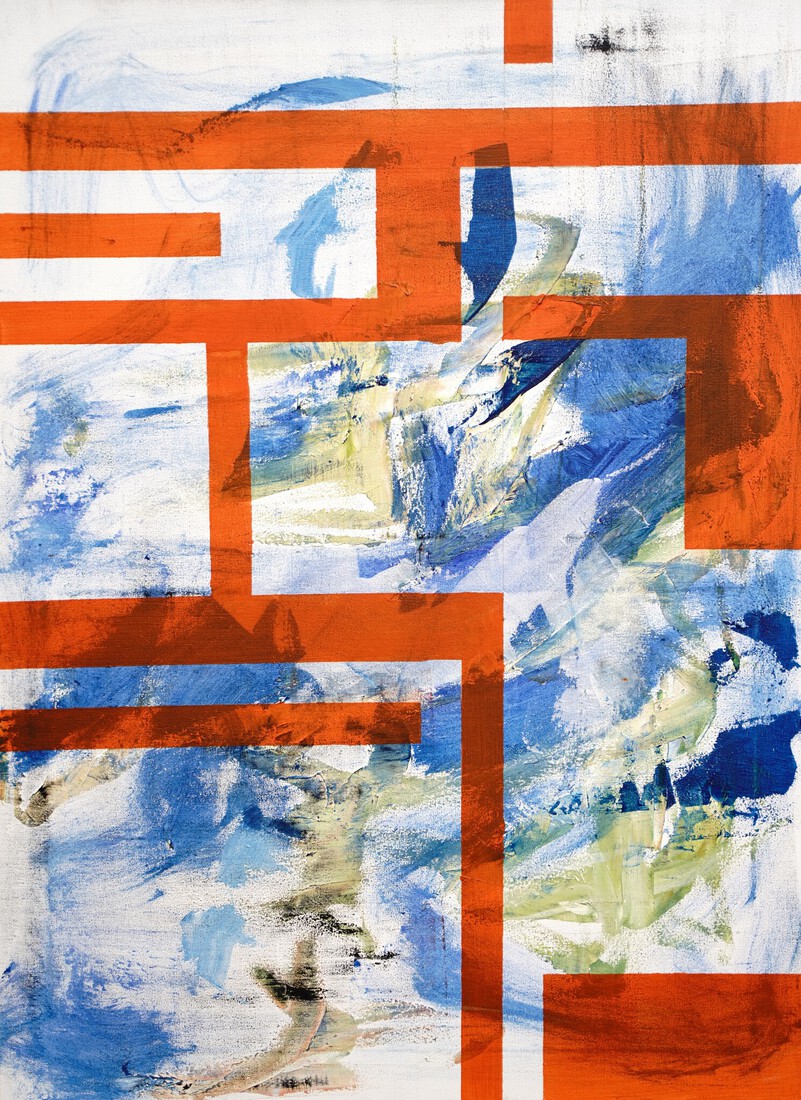 abstract oranje/blauw 2