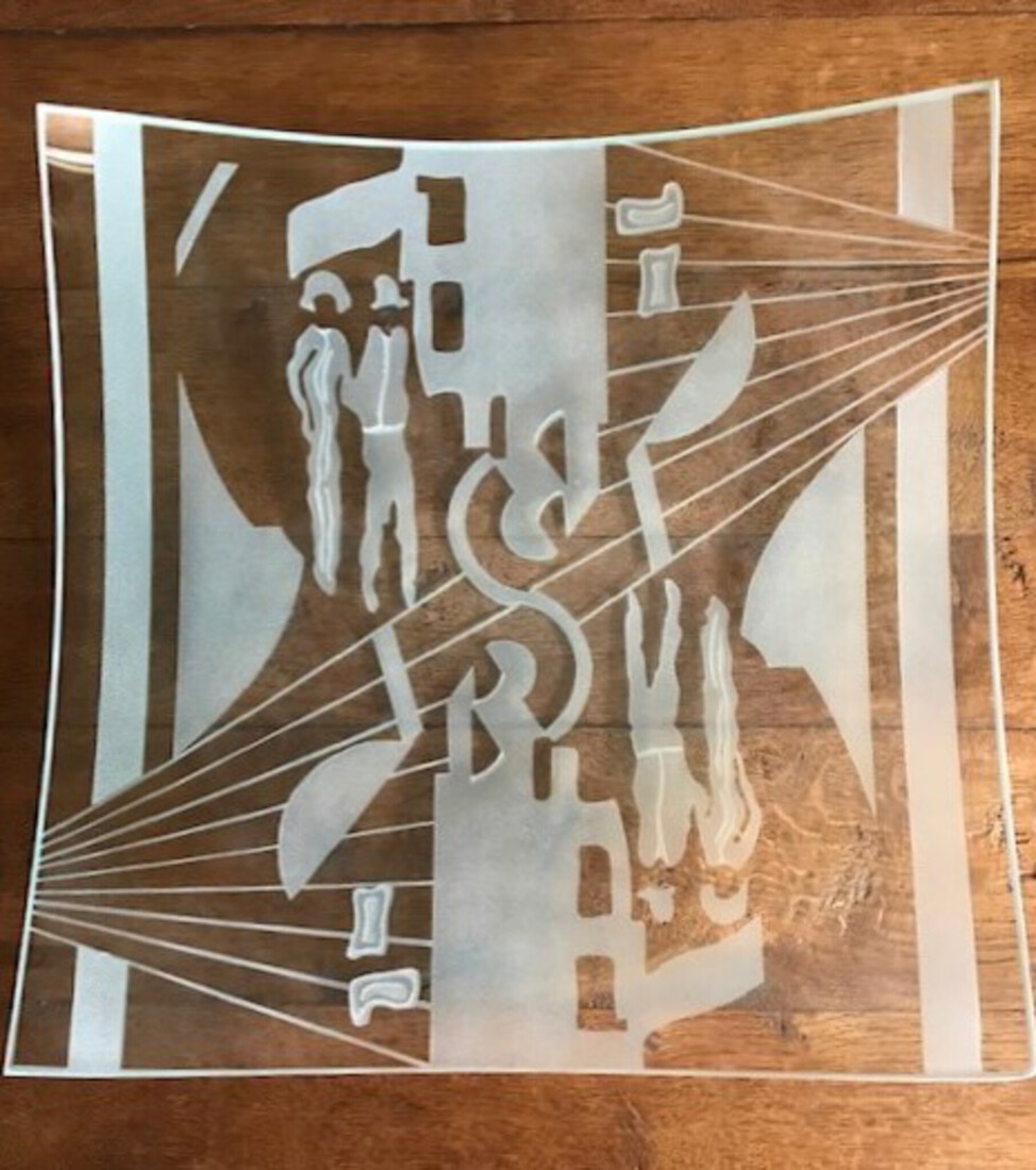 gezandstraalde glazen schaal 