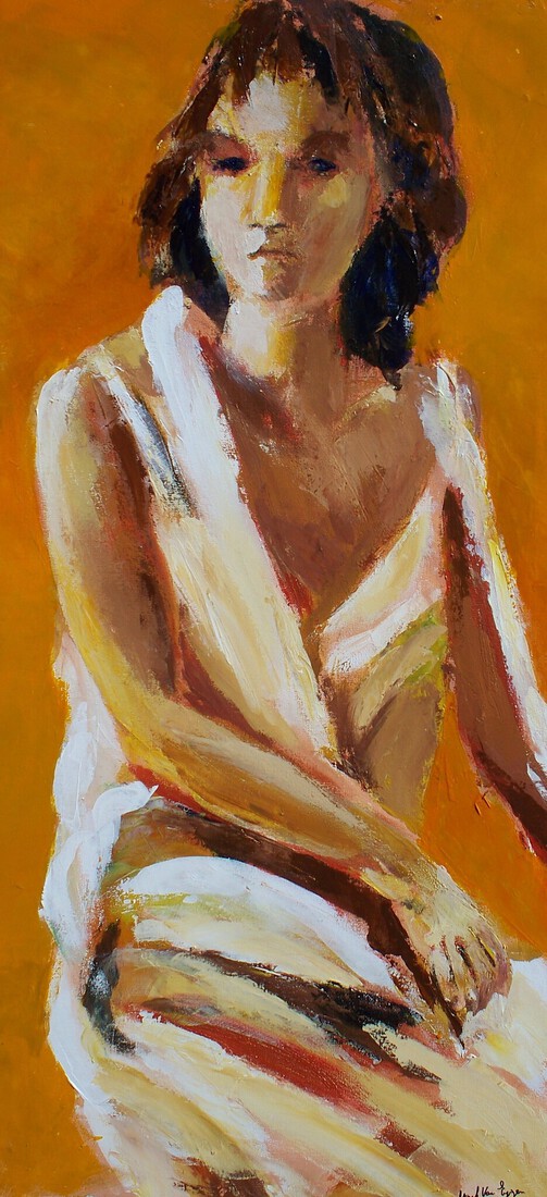 witte jurk op oranje