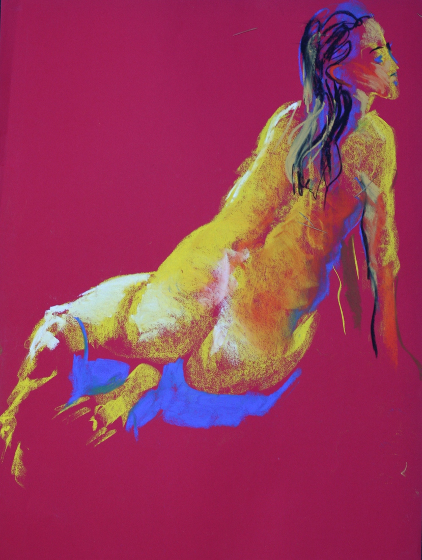 ruggelings naakt op rood papier