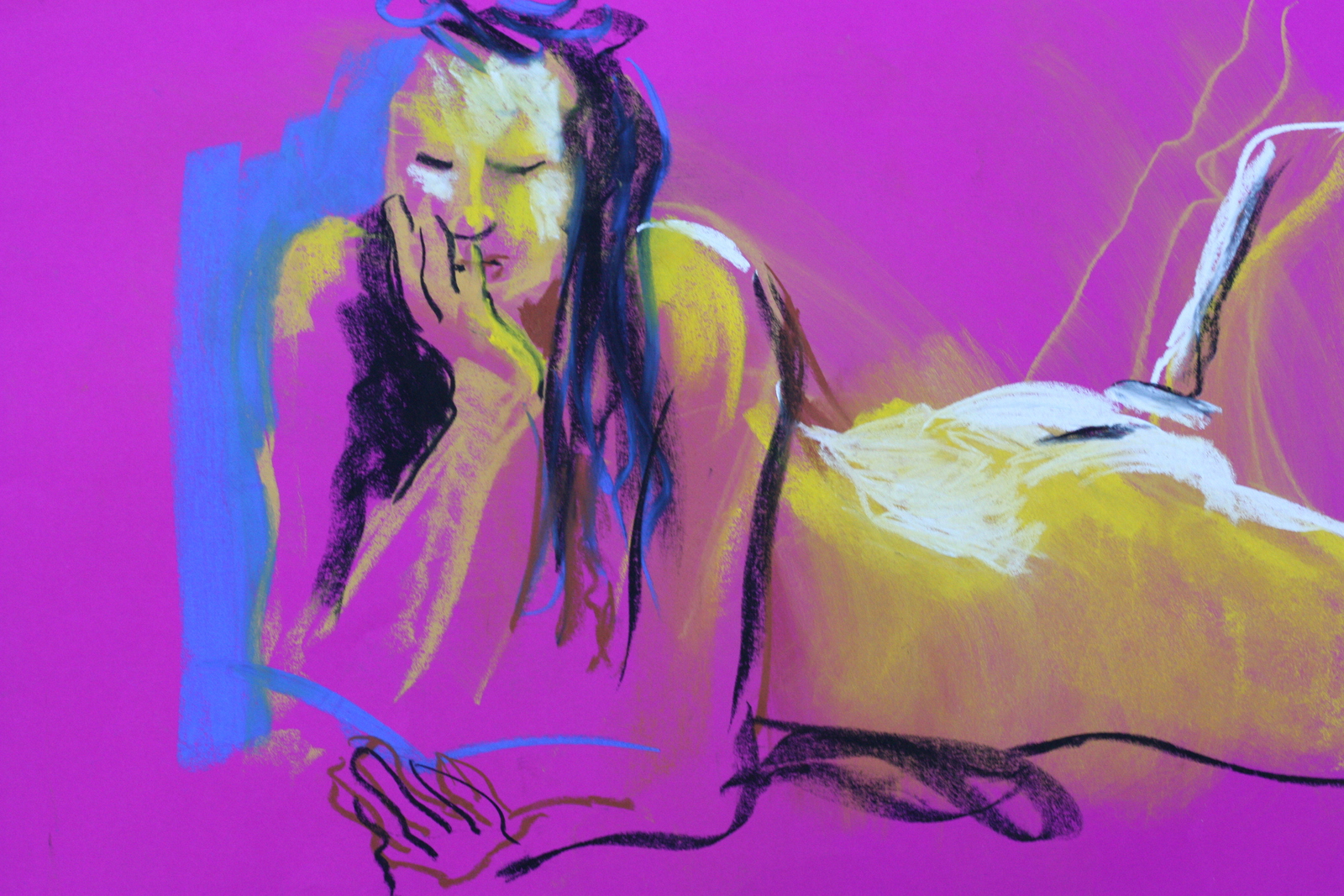 liggend naakt met lang haar