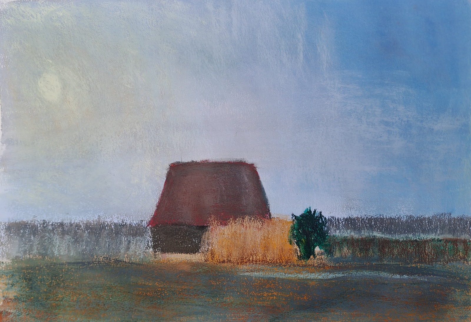 Houtem bij zonsopgang