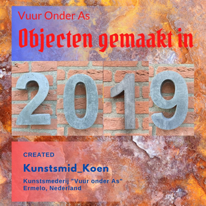 Verzameling van metalen objecten welke door mij in 2019 zijn gesmeed en gesigneerd.