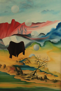 Een aantal schilderijen van mij hebben verbinding met het mystieke en ongrijpbare van het leven.